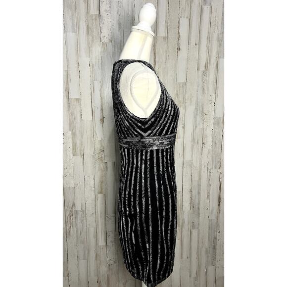 NWT Cache Women's Size 8 Black & White Striped Sleeveless Cocktail Dress - Picture 5 of 9